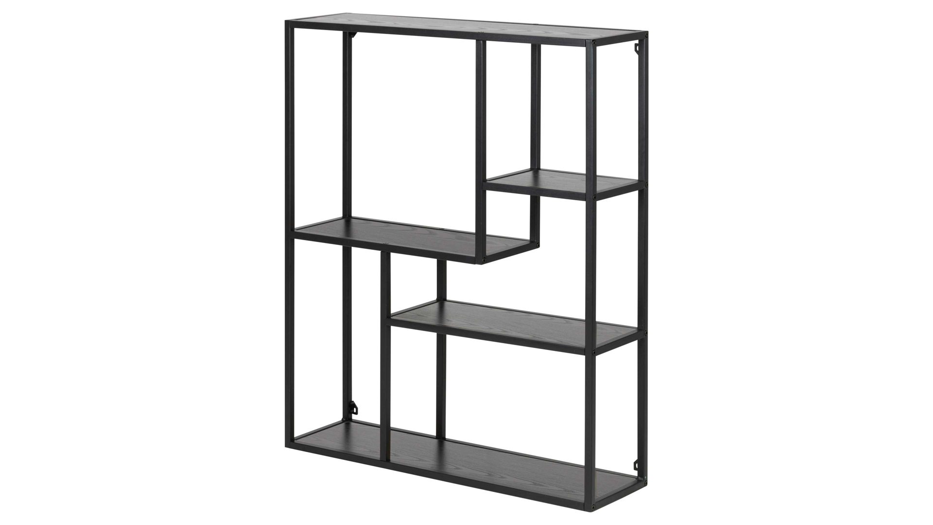 Regal Actona group aus Holz in Schwarz Regal Seaford im Industrielook, auch als Büromöbel einsetzbar schwarze Esche – ca. 75 x 91 cm