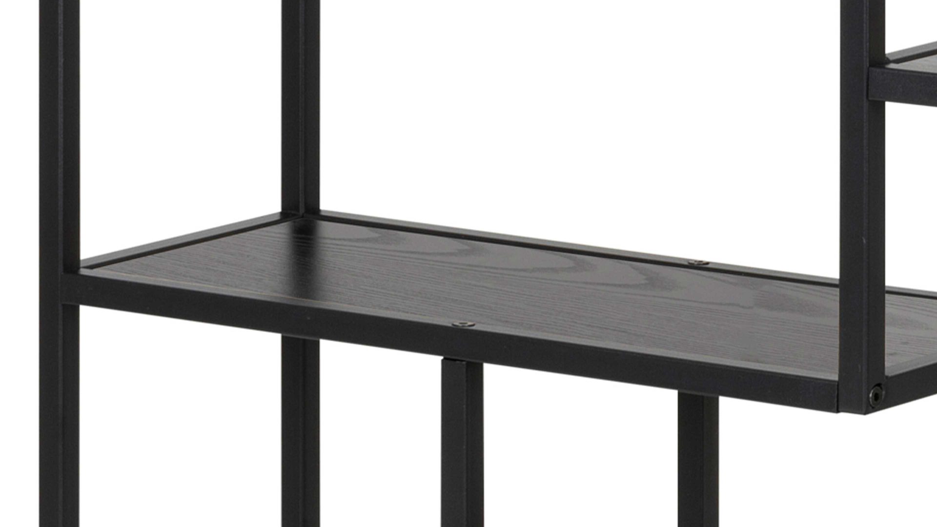 Regal Actona group aus Holz in Schwarz Regal Seaford im Industrielook, auch als Büromöbel einsetzbar schwarze Esche – ca. 75 x 91 cm