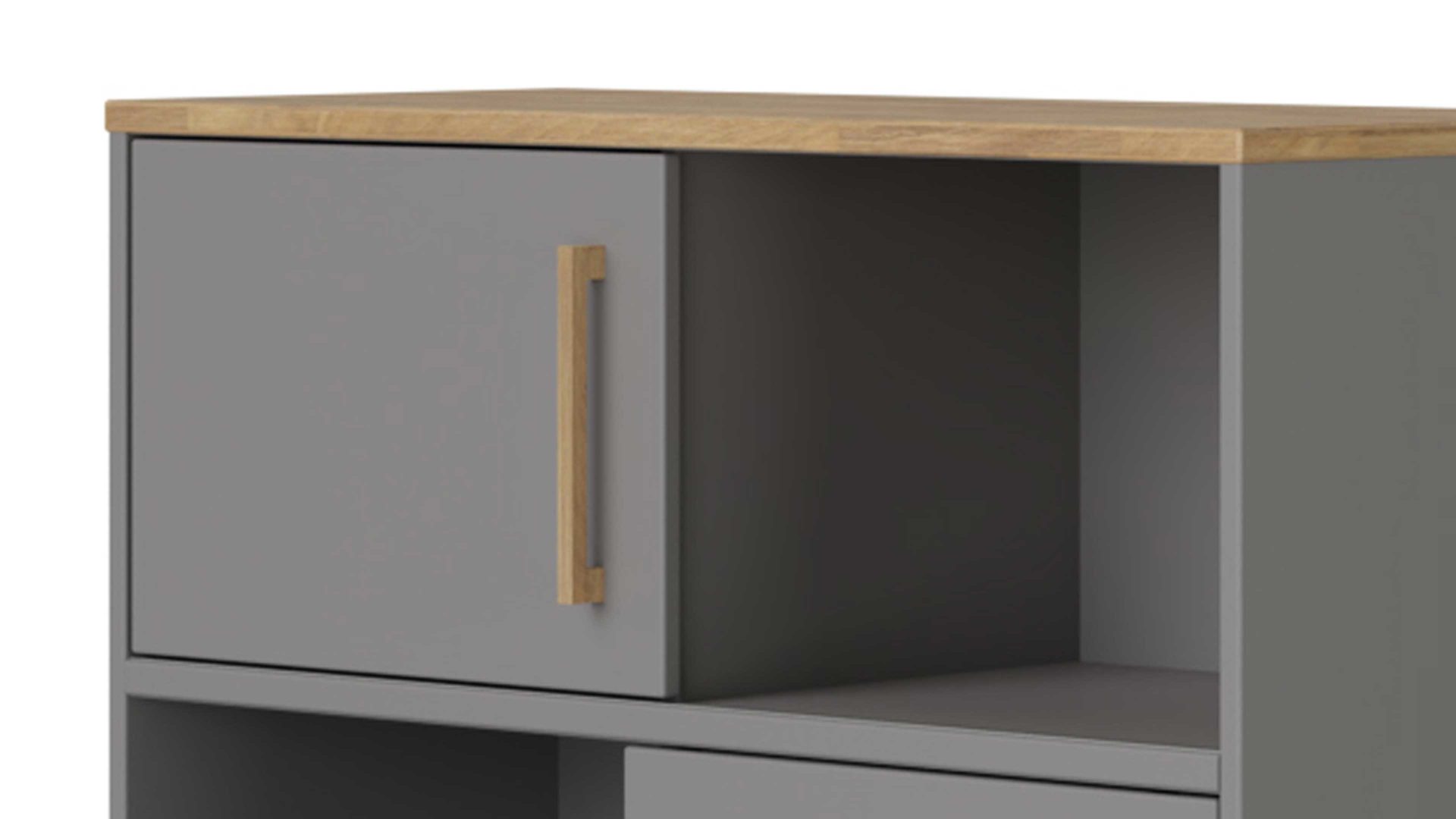 Einzelschrank Paidi aus Holz in Grau PAIDI Stauraumelement Sten Eiche & Schiefergrau – vier Schiebetüren