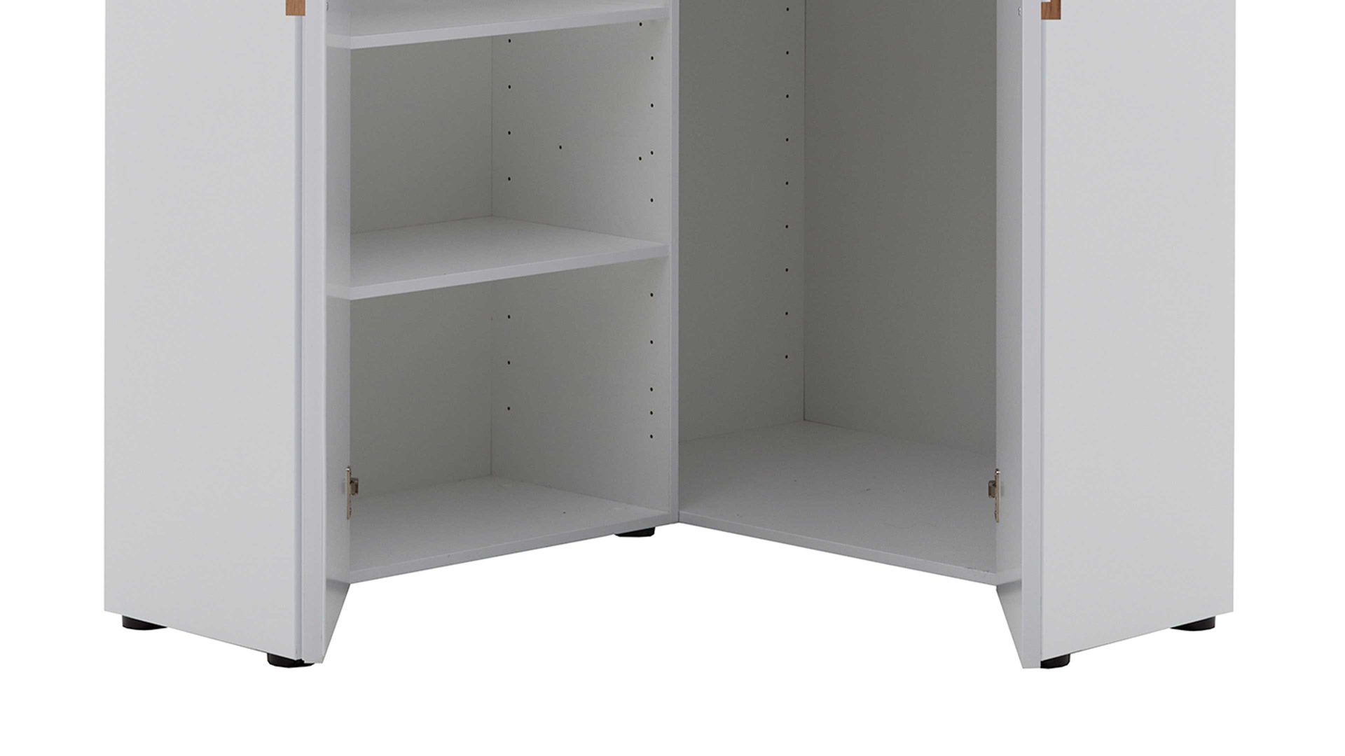 Kleiderschrank Paidi aus Holz in Weiß PAIDI Babyzimmerprogramm Oscar - Eck-Kleiderschrank Kreideweiß & Nebraska Eiche – zwei Türen, Breite ca. 102 cm