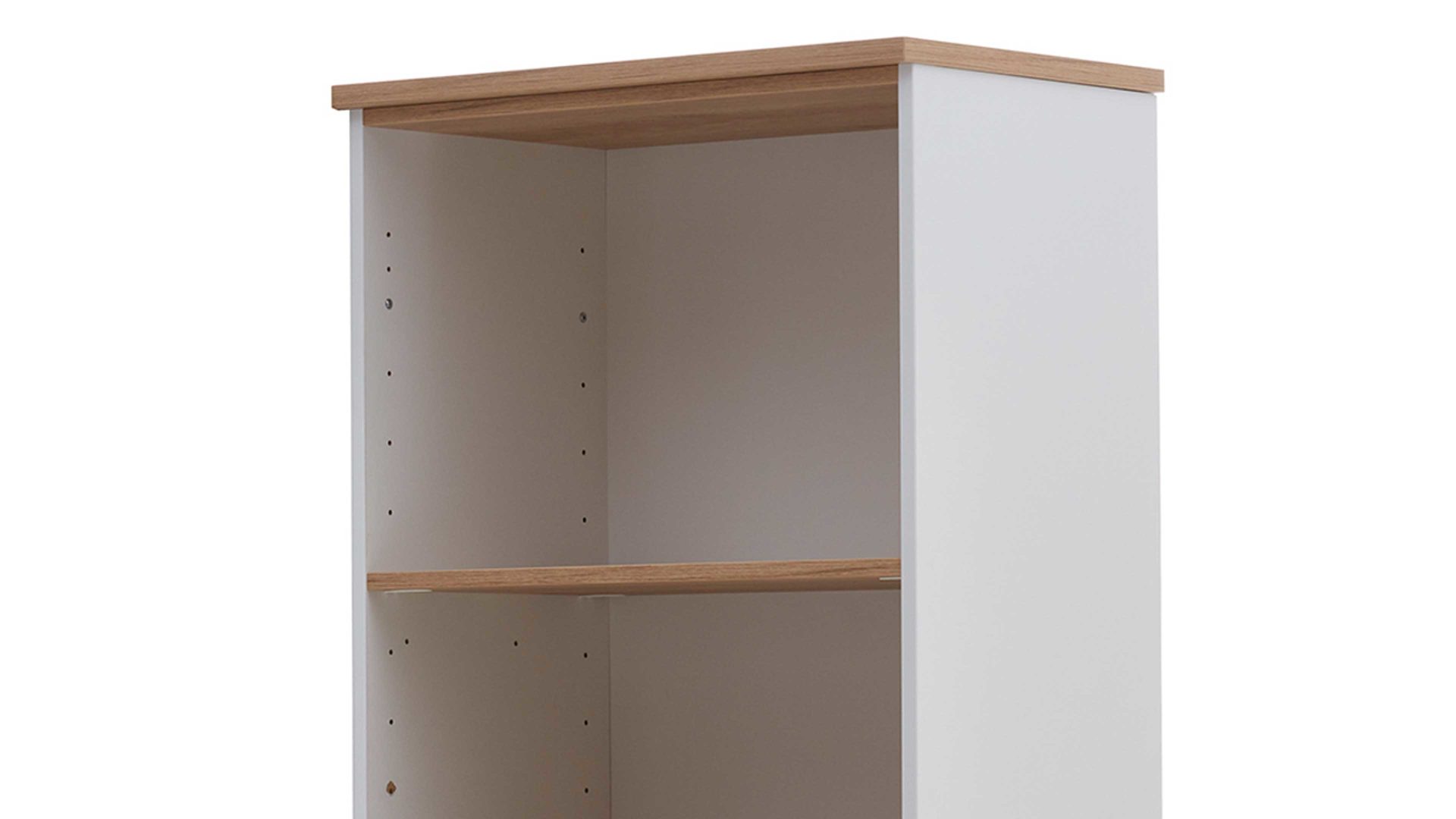 Regal Paidi aus Holz in Weiß PAIDI Jugendzimmerprogramm Oscar - Standregal Kreideweiß & Nebraska Eiche – fünf Fächer, Höhe ca. 206 cm