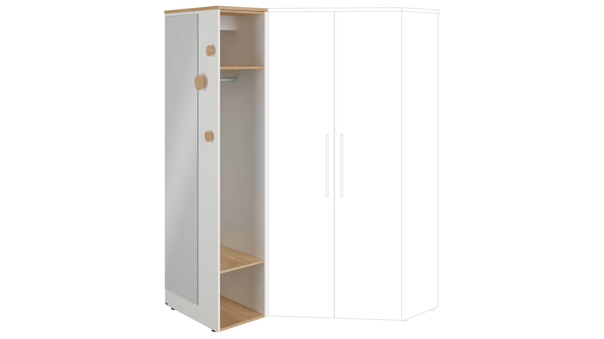 Garderobe Paidi aus Holz in Weiß PAIDI Babyzimmerprogramm Oscar - Garderobe Kreideweiß & Nebraska Eiche – ca. 64 x 206 cm