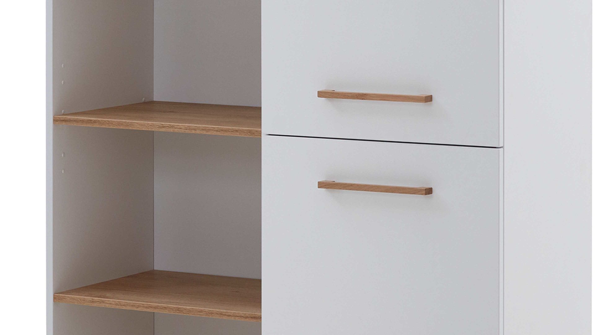 Highboard Paidi aus Holz in Weiß PAIDI Jugendzimmerprogramm Oscar - Highboard rechts - Kreideweiß & Nebraska Eiche