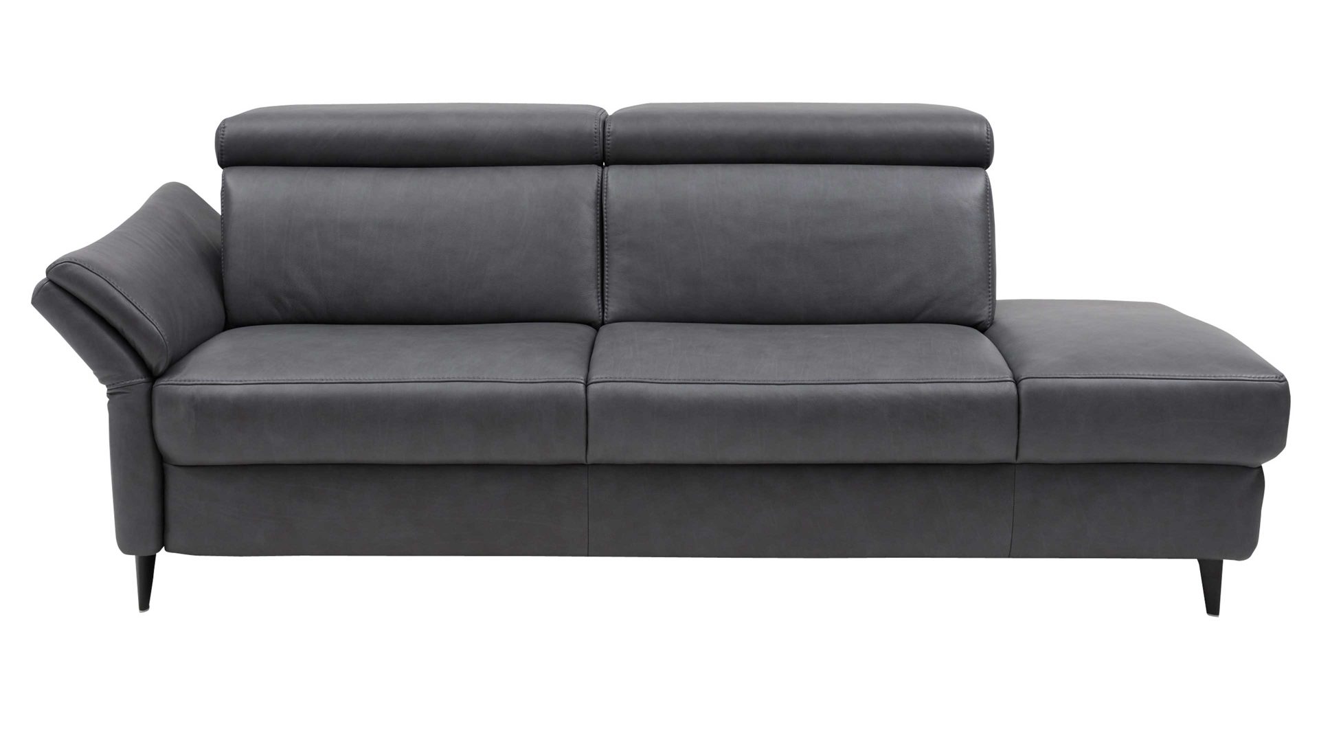 Recamiere Interliving aus Leder in Anthrazit Interliving Sofa Serie 4055 - Recamiere anthrazitfarbenes LongLife-Leder Texas - Länge ca. 222 cm