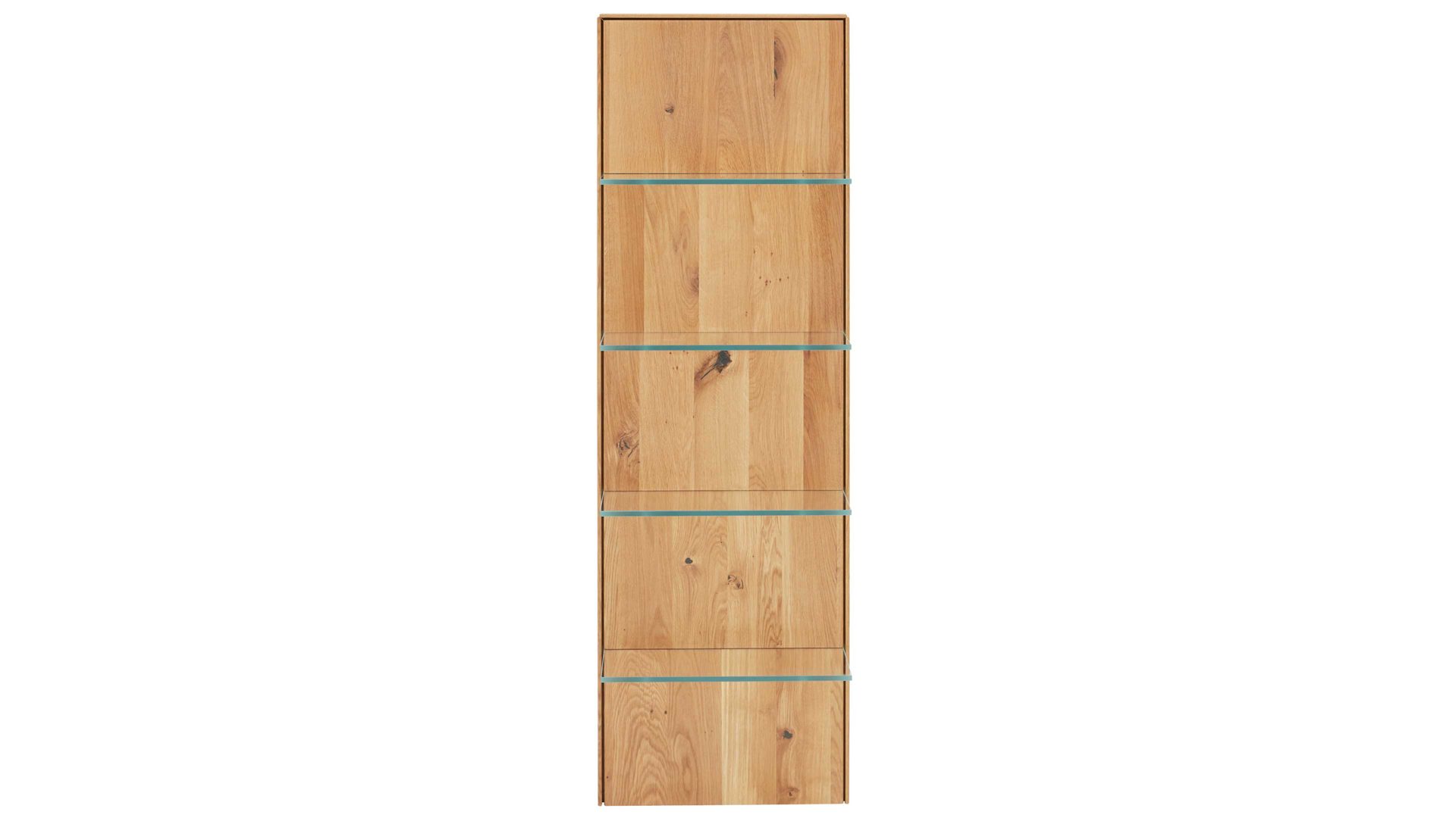 Regal Interliving aus Holz in Holzfarben Interliving Wohnzimmer Serie 2020 - Aufsatzpaneel Asteiche & Klarglas – ca. 47 x 147 cm