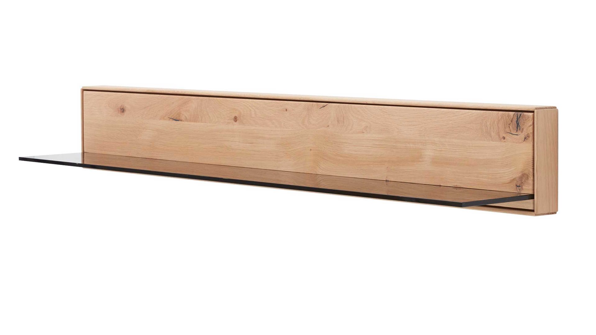 Wandregal Interliving aus Holz in Holzfarben Interliving Wohnzimmer Serie 2020 - Wandboard Asteiche bianco – Länge ca. 182 cm