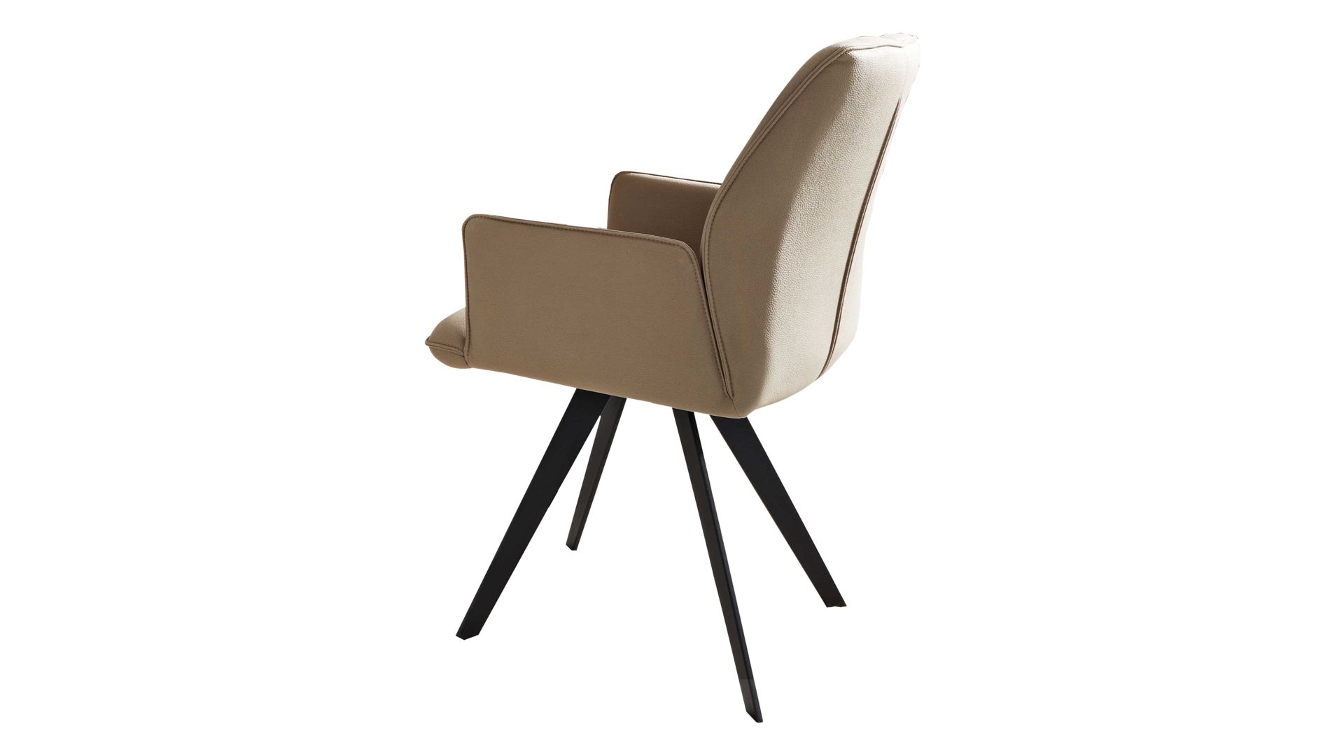 Polsterstuhl Interliving aus Stoff in Beige Interliving Esszimmer Serie 5102 – Armlehnstuhl V322 sandfarbene Mikrofaser Atlantis 914 & schwarzes Eisen