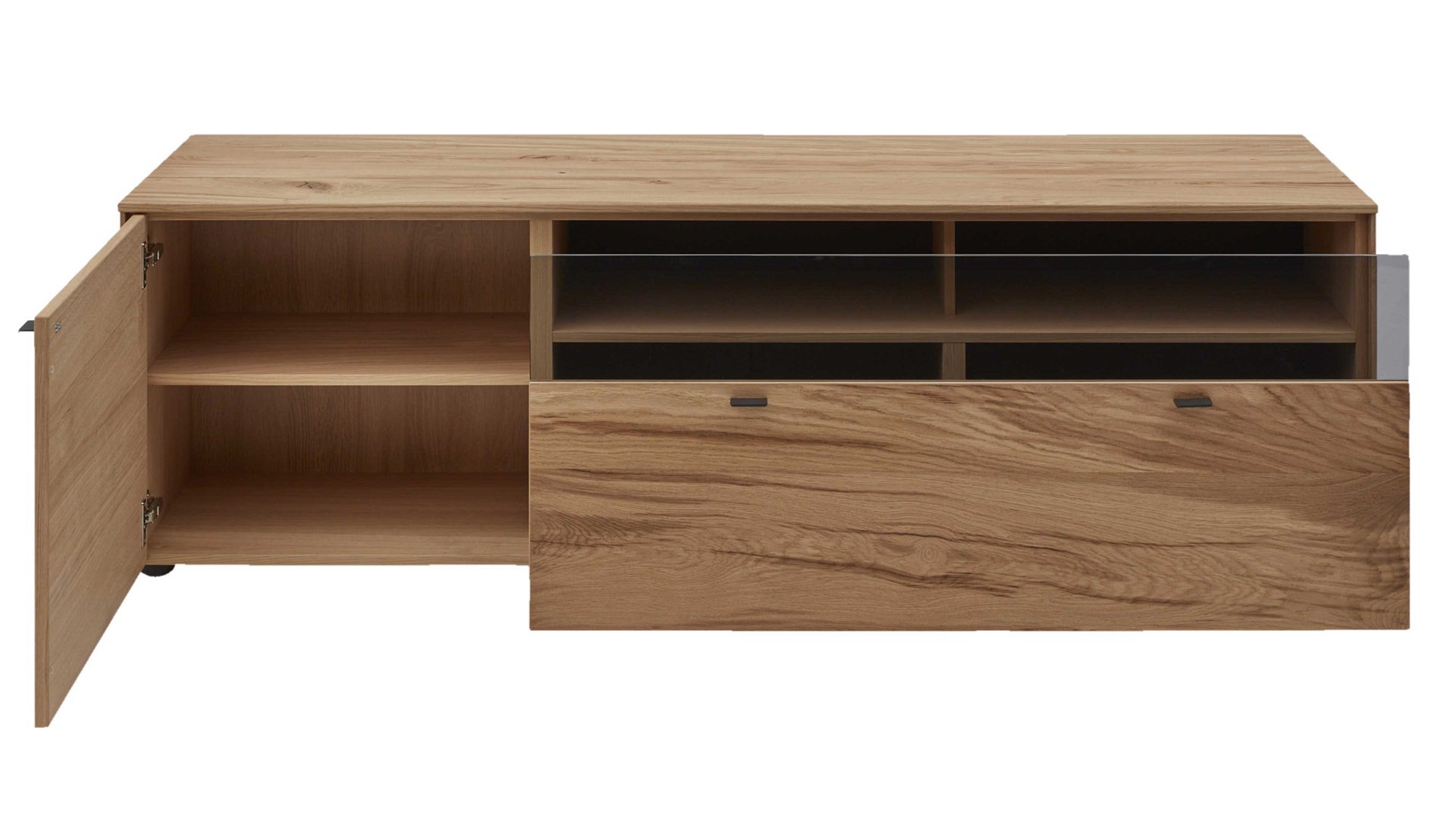 Lowboard Interliving aus Holz in Holzfarben Interliving Esszimmer Serie 5604 - Lowboard V701-0300L Eiche rustico & Anthrazit - Breite ca. 182 cm