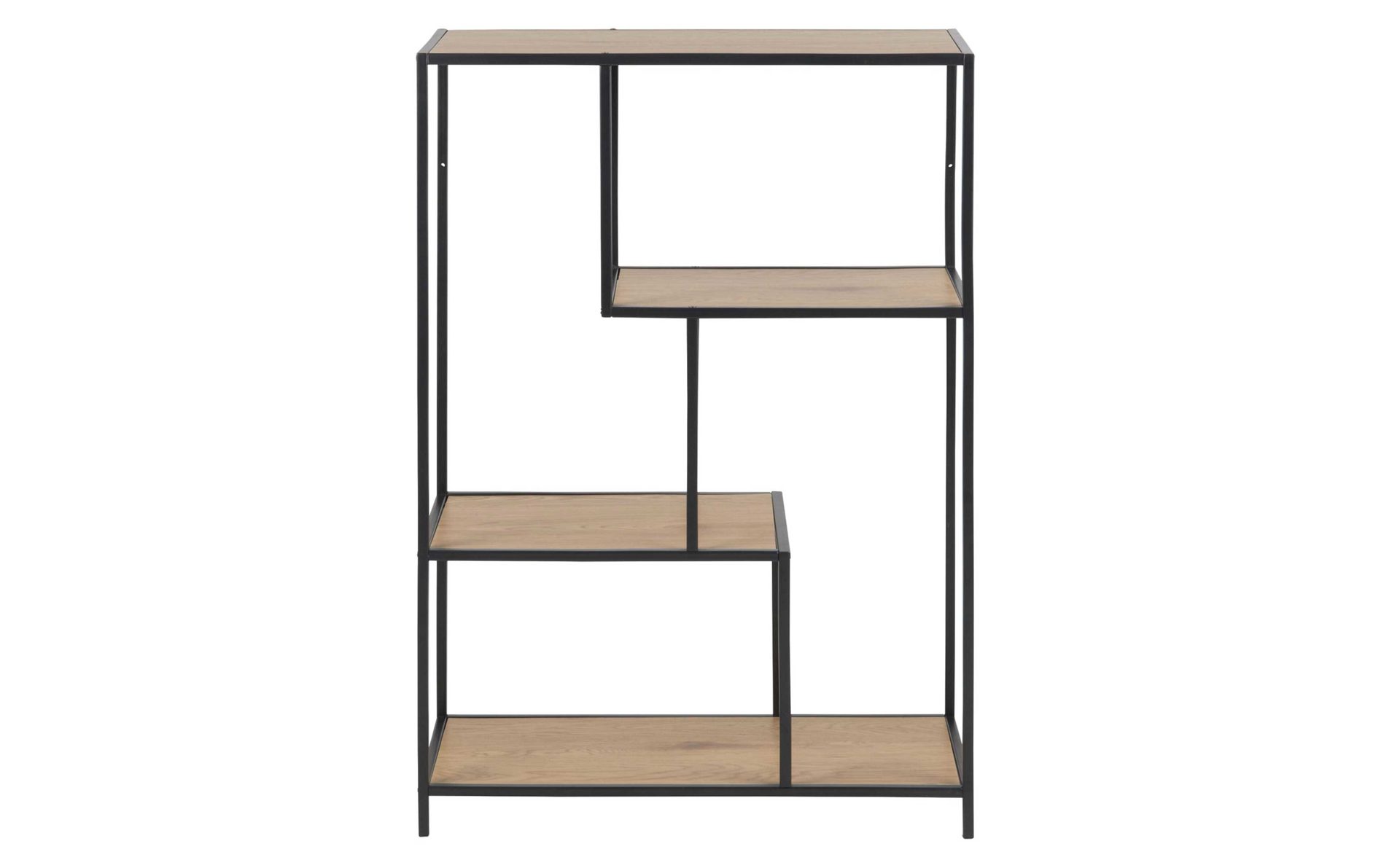 Regal Actona group aus Holz in Holzfarben Regal Seaford im Industrielook bzw. Bücherregal Wildeiche & Schwarz – ca. 77 x 114 cm
