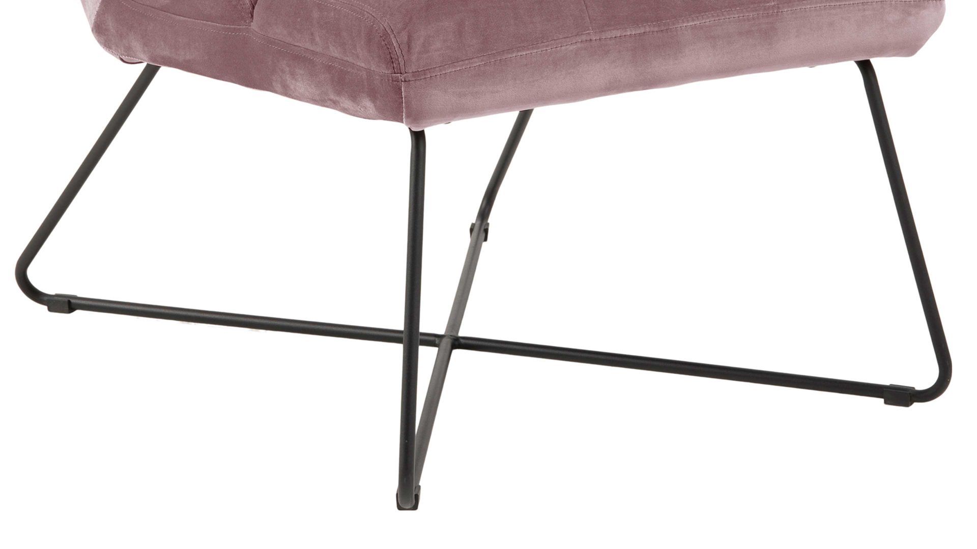 Lounge-Stuhl Actona group aus Stoff in Rosa Loungestuhl Alba pastellrosa Samt Vic 18 & schwarzes Metallgestell