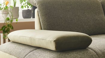 Ecksofa KAWOO aus Stoff in Grün KAWOO Polsterprogramm New Jersey - Ecksofa olivfarbener Bezug Riviera & khakifarbener Bezug Amsterdam – Stellfläche ca. 269 x 329 cm