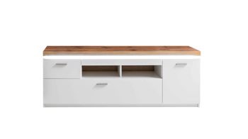 Wohnwand Mca furniture aus Holz in Weiß Wohnprogramm Cali - Wohnwand 02 Weiß & Wotan Eiche - dreiteilig, Breite ca. 324 cm