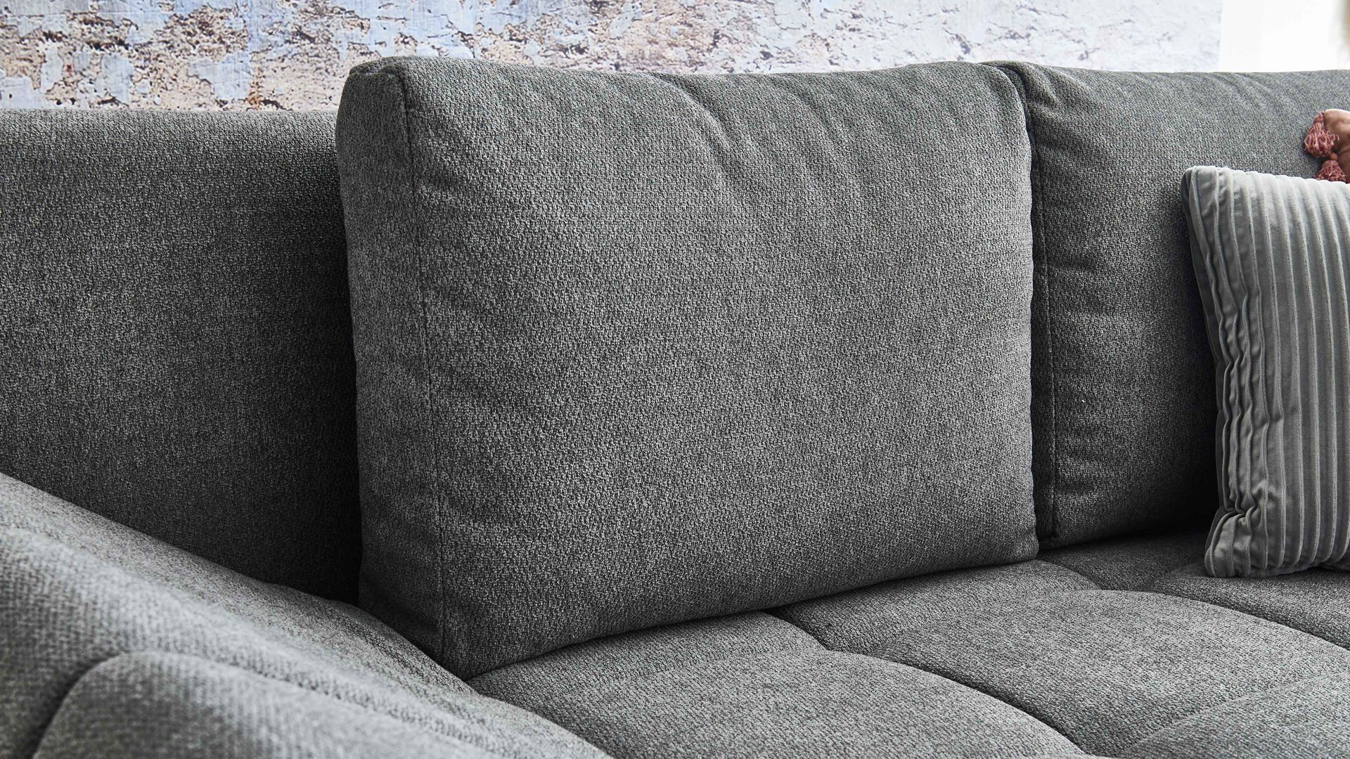 Schlafsofa Restyl aus Stoff in Anthrazit Schlafsofa Talia C anthrazitfarbener Bezug 2-6931 & schwarze Metallfüße