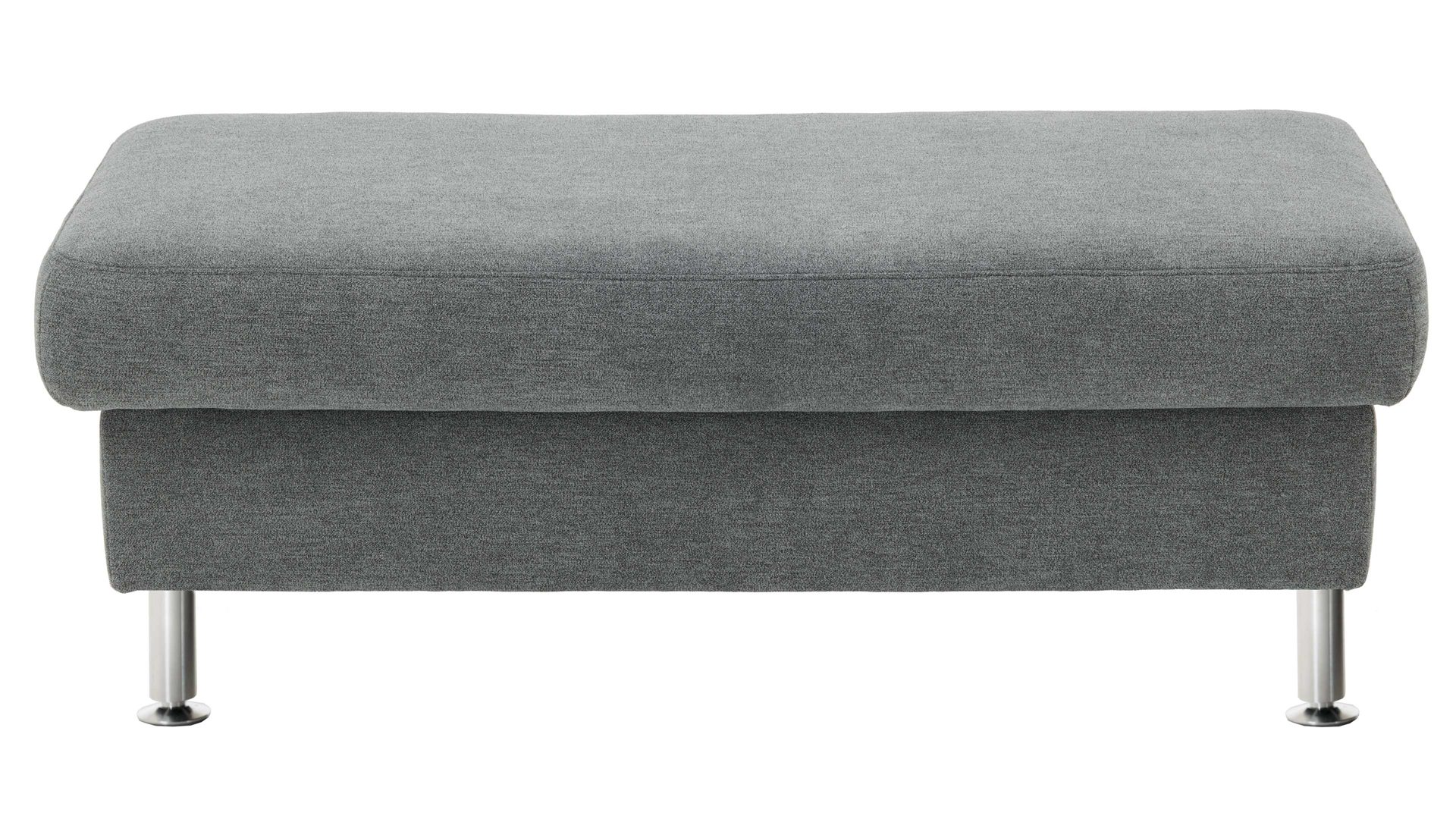 Polsterhocker modulmaster aus Stoff in Blau Modulmaster MM-ZE1129 - XXL-Hocker denimfarbene Chenille Charly & Alufüße - ca. 132 x 68 cm