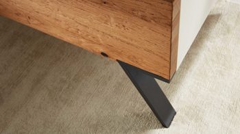 Bettgestell Interliving aus Holz in Weiß Interliving Schlafzimmer Serie 1025 – Bettgestell Liegefläche ca. 180 x 200 cm - Weiß & Balkeneiche gehackt