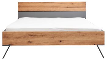 Bettgestell Interliving aus Holz in Dunkelgrau Interliving Schlafzimmer Serie 1025 – Bettgestell Liegefläche ca. 200 x 200 cm - Graphit & Balkeneiche gehackt