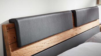 Kopfstütze Interliving aus Stoff in Dunkelgrau Interliving Schlafzimmer Serie 1025 – Kopfteilpolster-Set Länge ca. 92 cm - graphitfarbenes Kunstleder