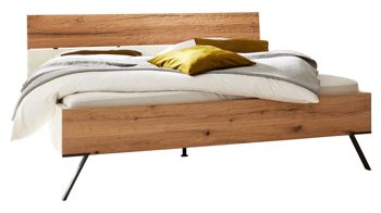 Bettgestell Interliving aus Holz in Weiß Interliving Schlafzimmer Serie 1025 – Bettgestell 531351 Liegefläche ca. 200 x 200 cm - Weiß & Balkeneiche gehackt