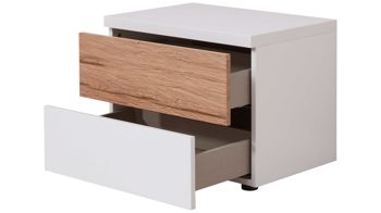 Komplettzimmer Interliving aus Holz in Weiß Interliving Schlafzimmer Serie 1025 – Komplettzimmer 531001 Weiß & Balkeneiche gehackt - vierteilig, Liegefläche ca. 180 x 200 cm