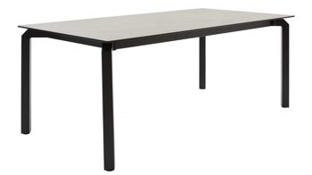 Auszugtisch Interliving aus Keramik in Grau Interliving Esszimmer Serie 5111 – Auszugtisch graue Glaskeramik & schwarzes Eisen – ca. 200-280 x 100 cm