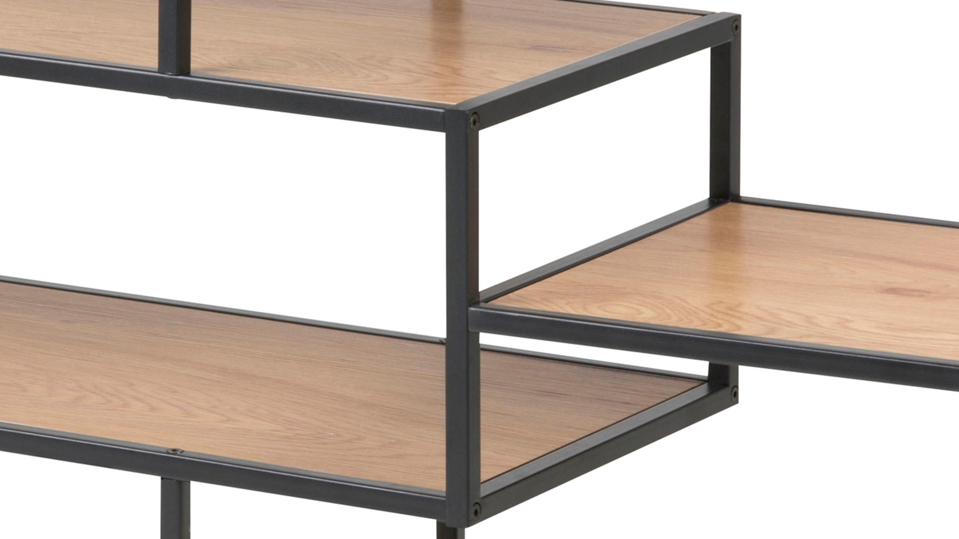 Regal Actona group aus Holz in Holzfarben Regal Seaford im Industrielook als Wohnzimmermöbel Wildeiche & Schwarz - ca. 114 x 78 cm