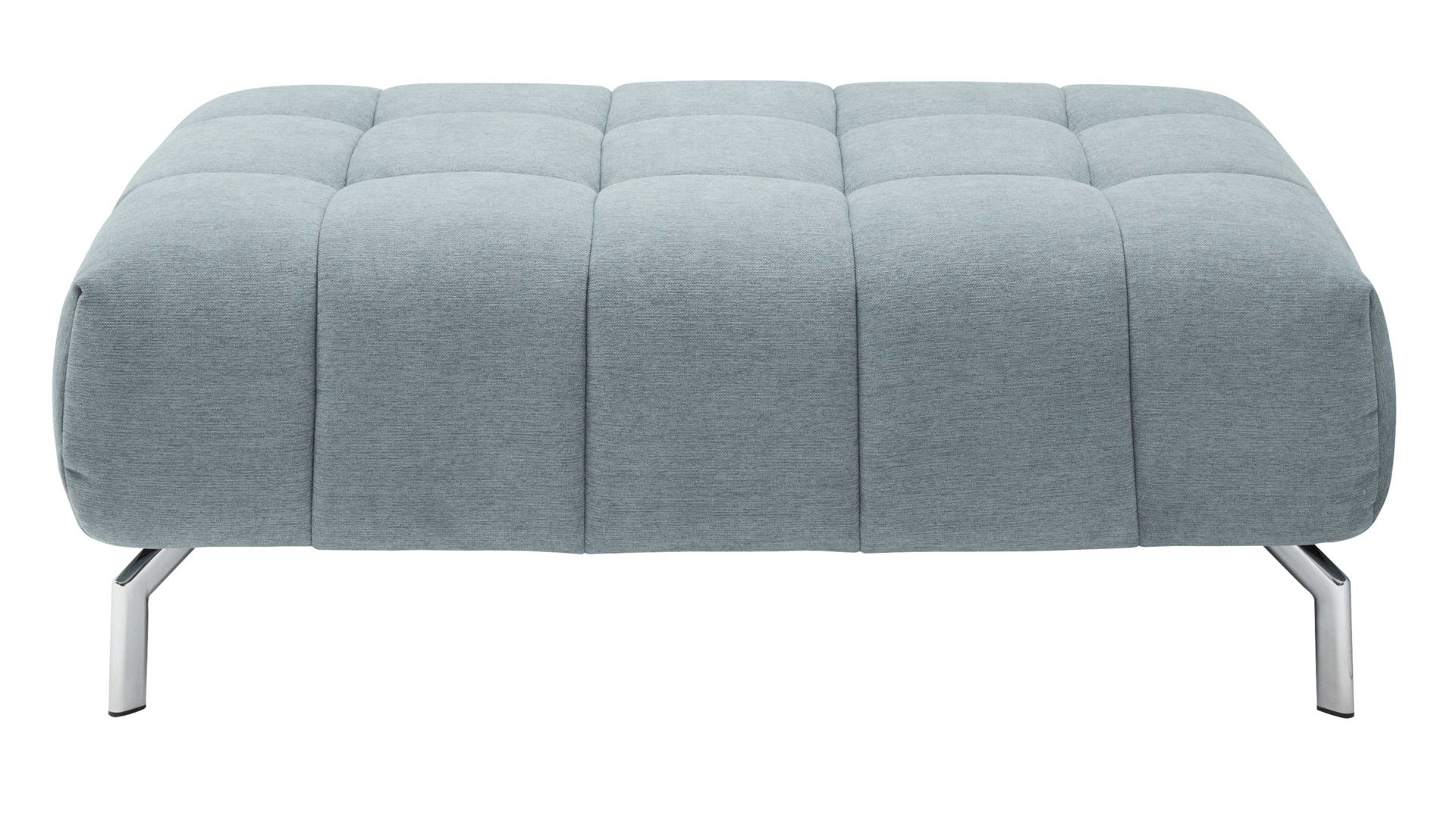 Polsterhocker modulmaster aus Stoff in Hellblau Modulmaster MM-MP1075 - XXL-Polsterhocker Chromfüße & stahlfarbene Chenille Nemo - ca. 126 x 76 cm