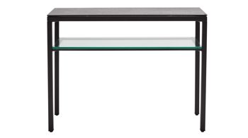 Konsoltisch Interliving aus Keramik in Grau Interliving Couchtisch Serie 6210 - Konsoltisch zementgraue Keramik & schwarzer Stahl - ca. 100 x 38 cm