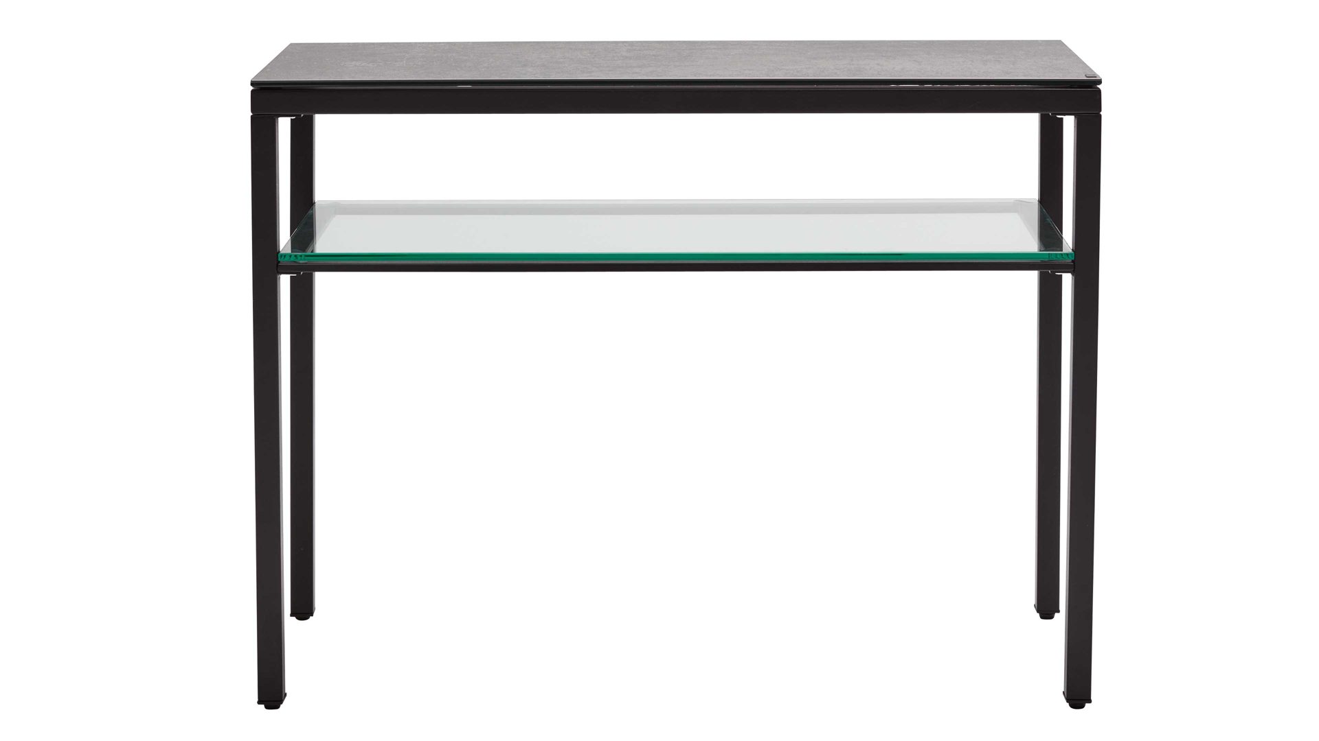 Konsoltisch Interliving aus Keramik in Grau Interliving Couchtisch Serie 6210 - Konsoltisch zementgraue Keramik & schwarzer Stahl - ca. 100 x 38 cm