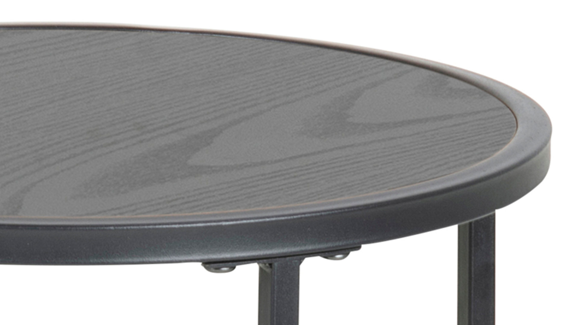 Beistelltisch Actona group aus Holz in Schwarz Beistelltisch Seaford im Industrielook schwarze Esche – Durchmesser ca. 40 cm