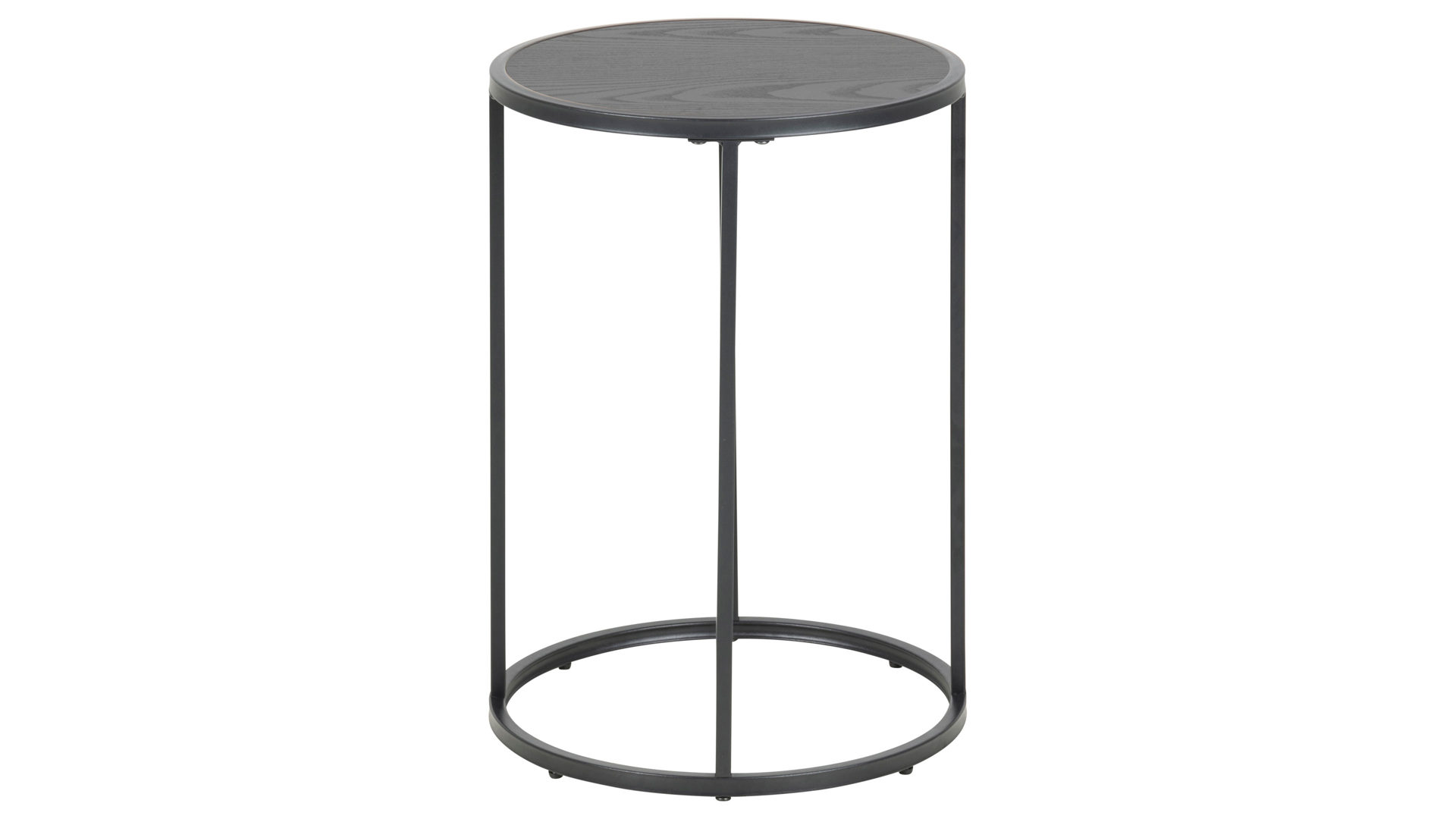 Beistelltisch Actona group aus Holz in Schwarz Beistelltisch Seaford im Industrielook schwarze Esche – Durchmesser ca. 40 cm