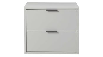 Nachtkommode Mäusbacher i.i. aus Holz in Hellgrau Kommodenserie Bonnie - Nachtkommode kreidegrauer Mattlack - zwei Schubladen