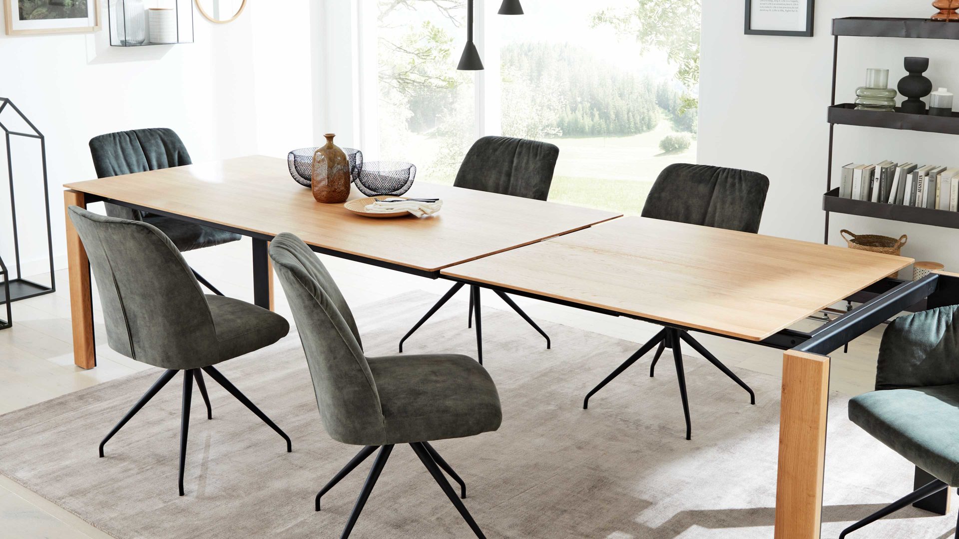 Auszugtisch Interliving aus Holz in Holzfarben Interliving Esszimmer Serie 5110 - Auszugtisch Eiche natur - ca. 160 - 260 x 90 cm