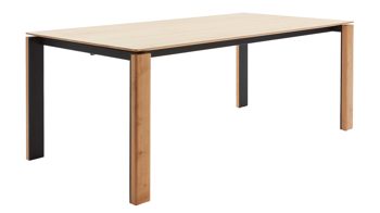 Tischgruppe Interliving aus Stoff in Grün Interliving Esszimmer Serie 5110 - Essgruppe mit Holztisch grüner Bezug Genova, schwarzer Spinnenfuß & Eiche natur