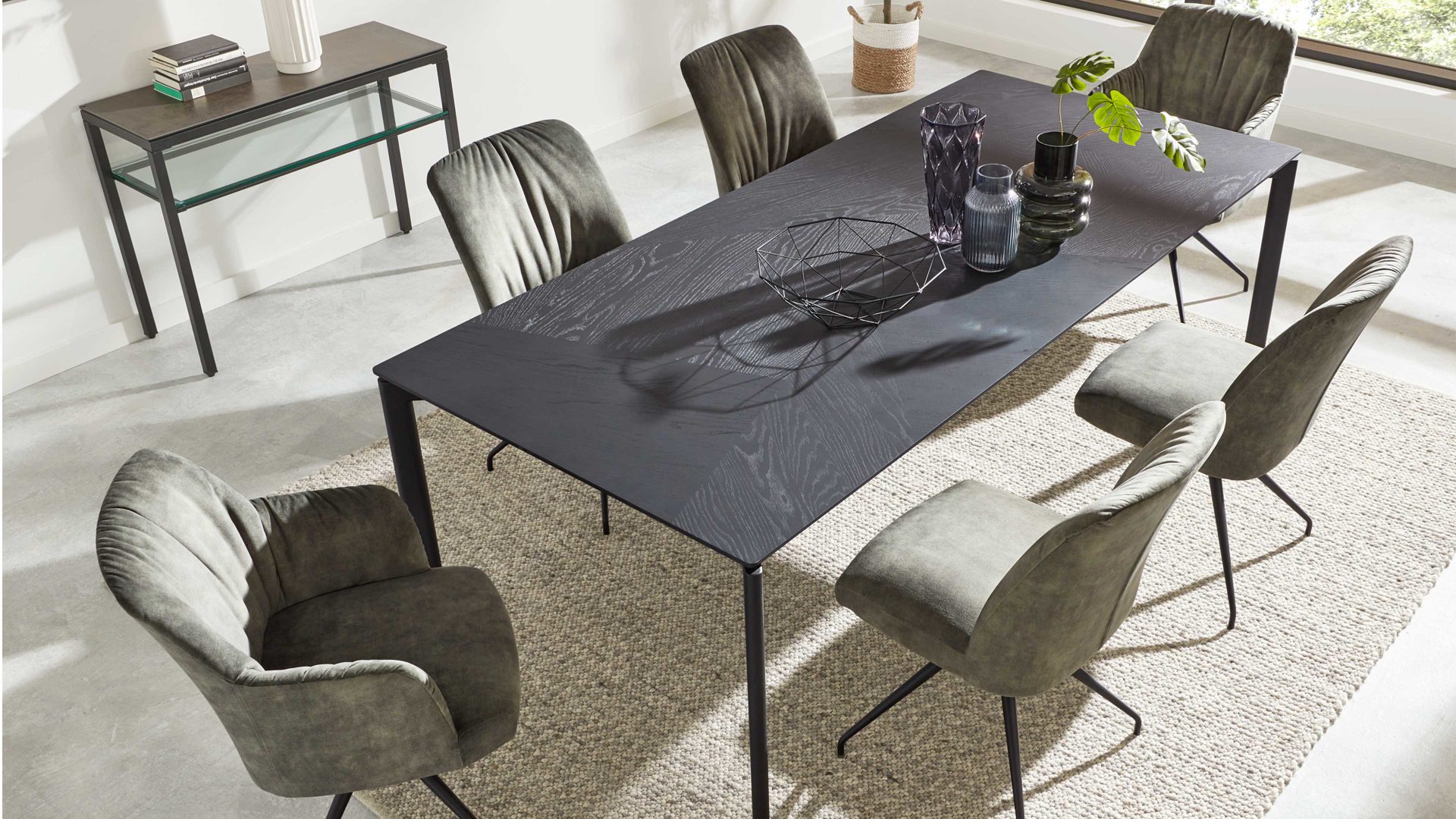 Esstisch Interliving aus Holz in Schwarz Interliving Esszimmer Serie 5110 - Esstisch T0200 mattschwarzes Eichefurnier - ca. 240 x 100 cm