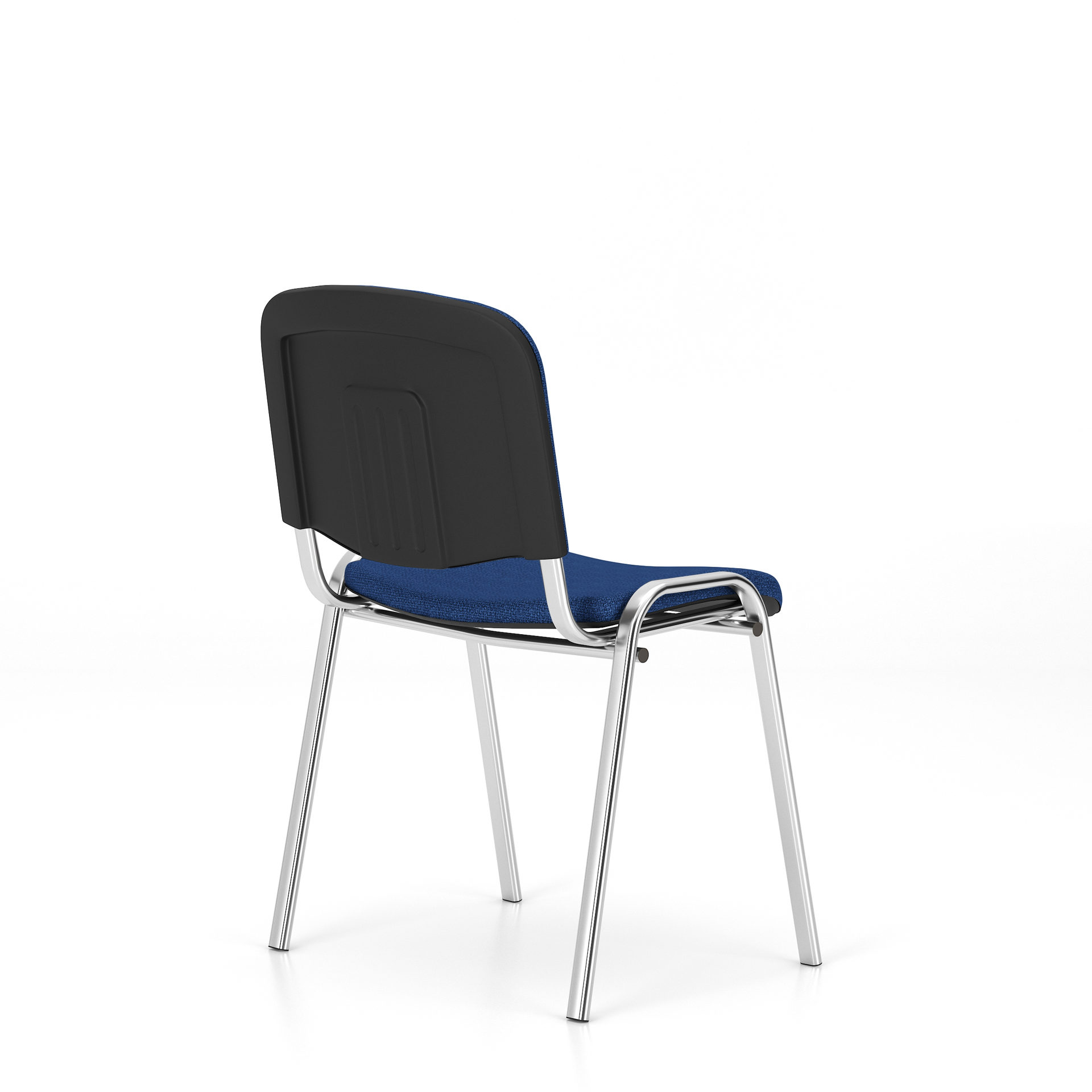 Stapelstuhl Nowystyl aus Stoff in Blau Besucher-Stapelstuhl blauer Stoffbezug & Chromfüße