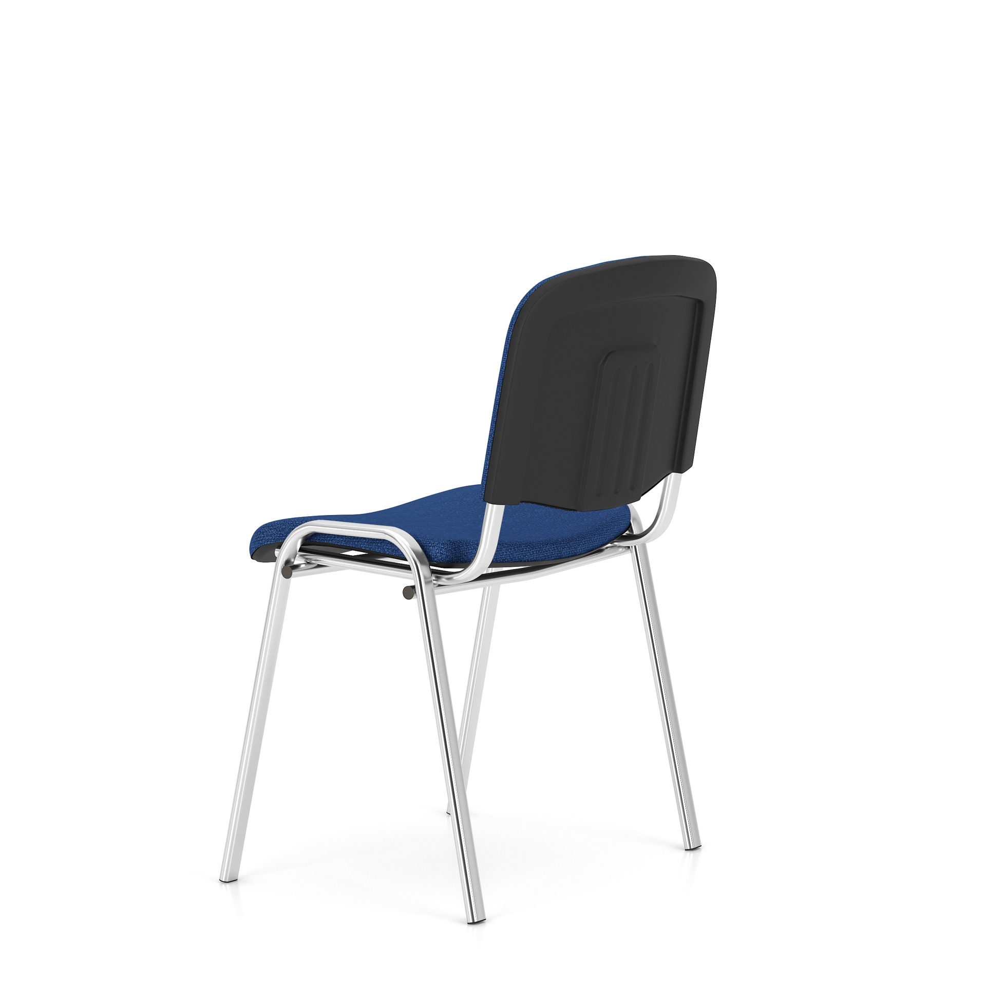 Stapelstuhl Nowystyl aus Stoff in Blau Besucher-Stapelstuhl blauer Stoffbezug & Chromfüße