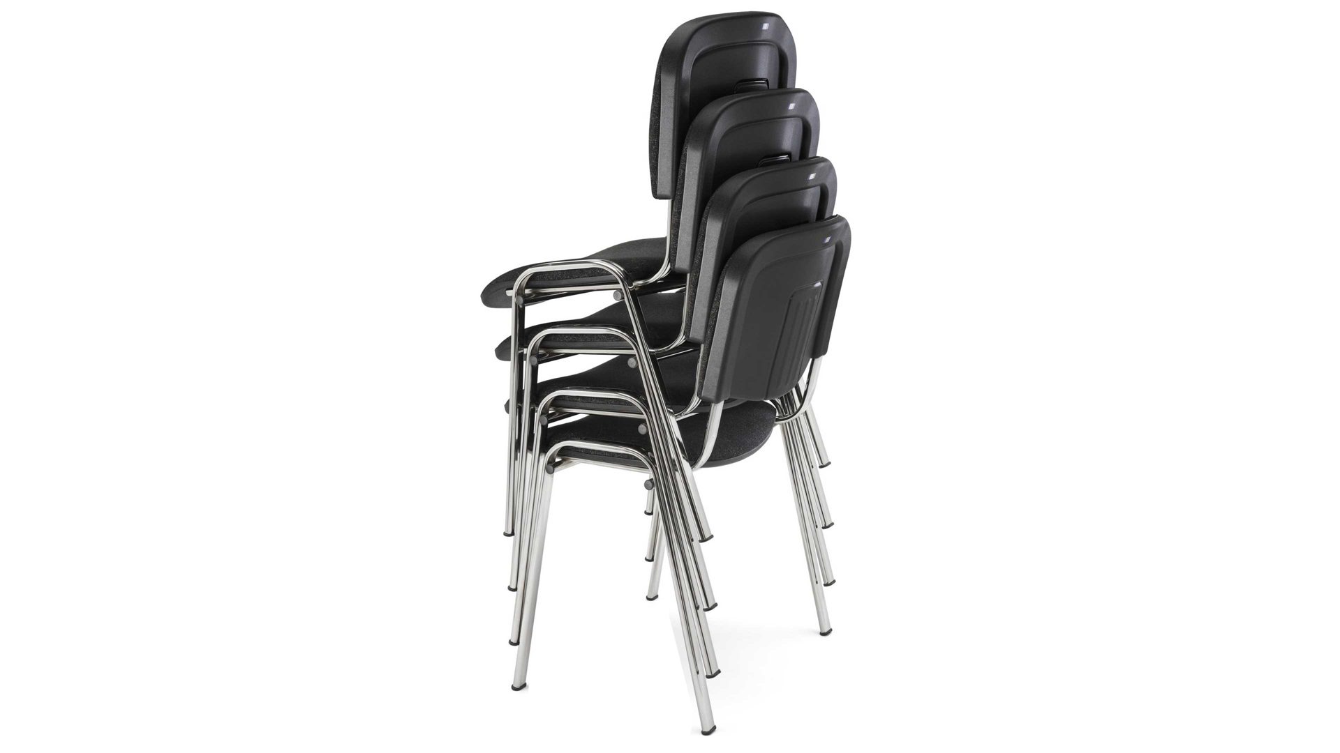 Stapelstuhl Nowystyl aus Stoff in Grau Besucher-Stapelstuhl dunkelgrauer Stoffbezug & Chromfüße