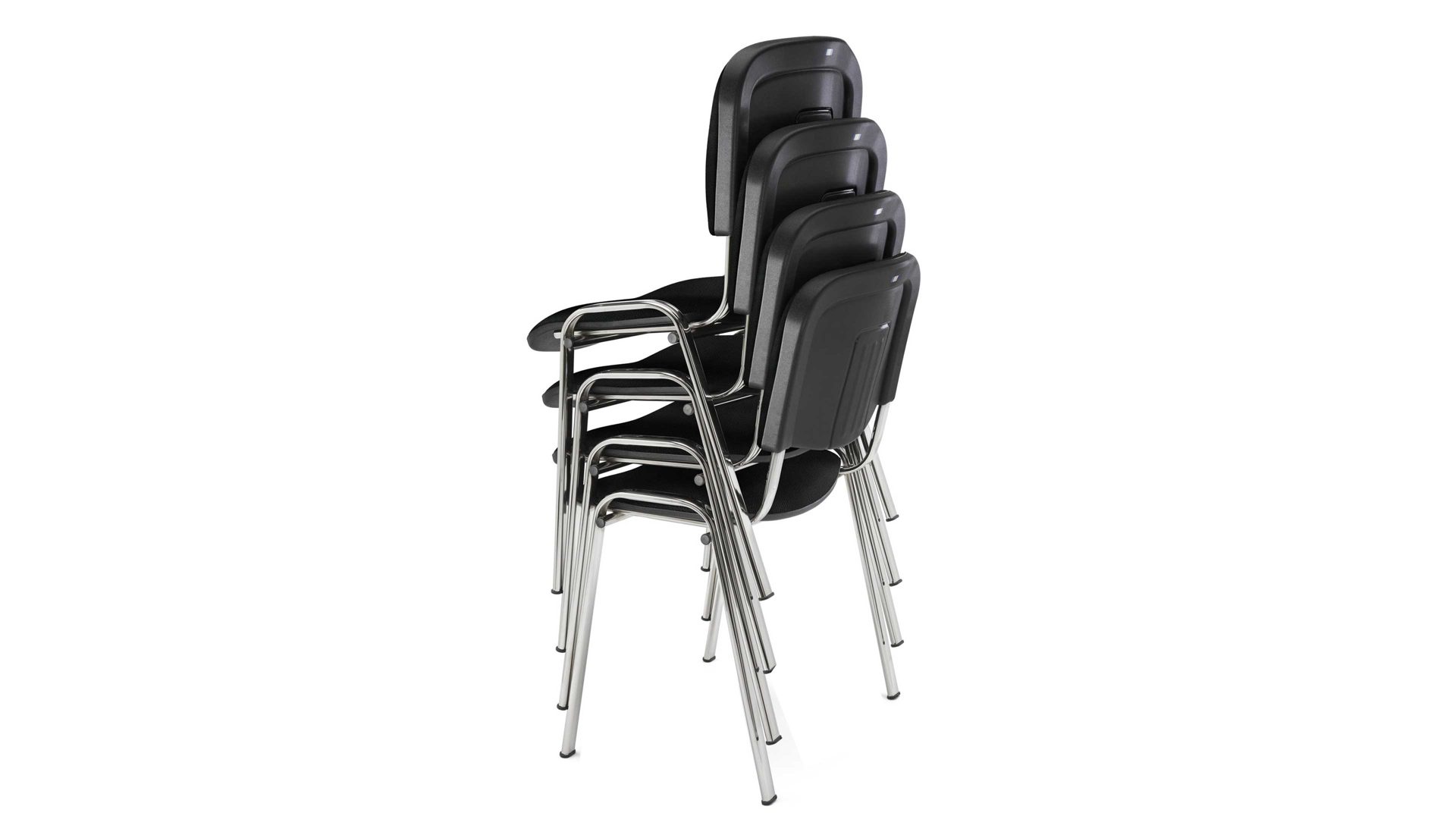 Stapelstuhl Nowystyl aus Stoff in Schwarz Besucher-Stapelstuhl schwarzer Stoffbezug & Chromfüße
