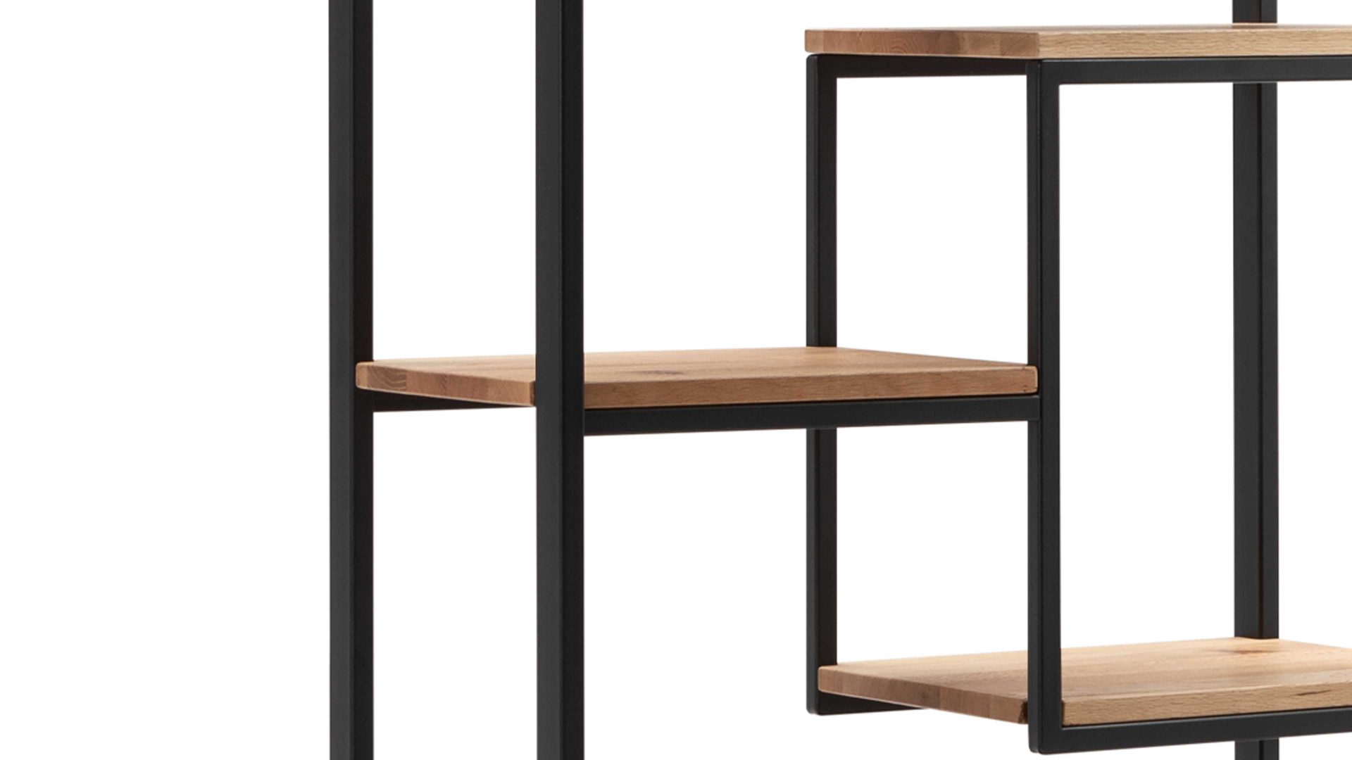 Regal WOODS & TRENDS aus Holz in Holzfarben WOODS & TRENDS Vintage-Dining - Regal Balkeneiche & geschwärztes Roheisen – Höhe ca. 183 cm
