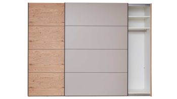Kleiderschrank Interliving aus Holz in Grau Interliving Schlafzimmer Serie 1024 – Schwebetürenschrank Design 28,  Taupe & Balkeneiche - zwei Türen, Breite ca. 331 cm
