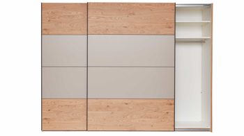 Kleiderschrank Interliving aus Holz in Grau Interliving Schlafzimmer Serie 1024 – Schwebetürenschrank Design 25,  Taupe & Balkeneiche - zwei Türen, Breite ca. 241 cm