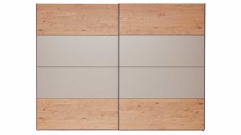 Kleiderschrank Interliving aus Holz in Grau Interliving Schlafzimmer Serie 1024 – Schwebetürenschrank Design 25,  Taupe & Balkeneiche - zwei Türen, Breite ca. 241 cm