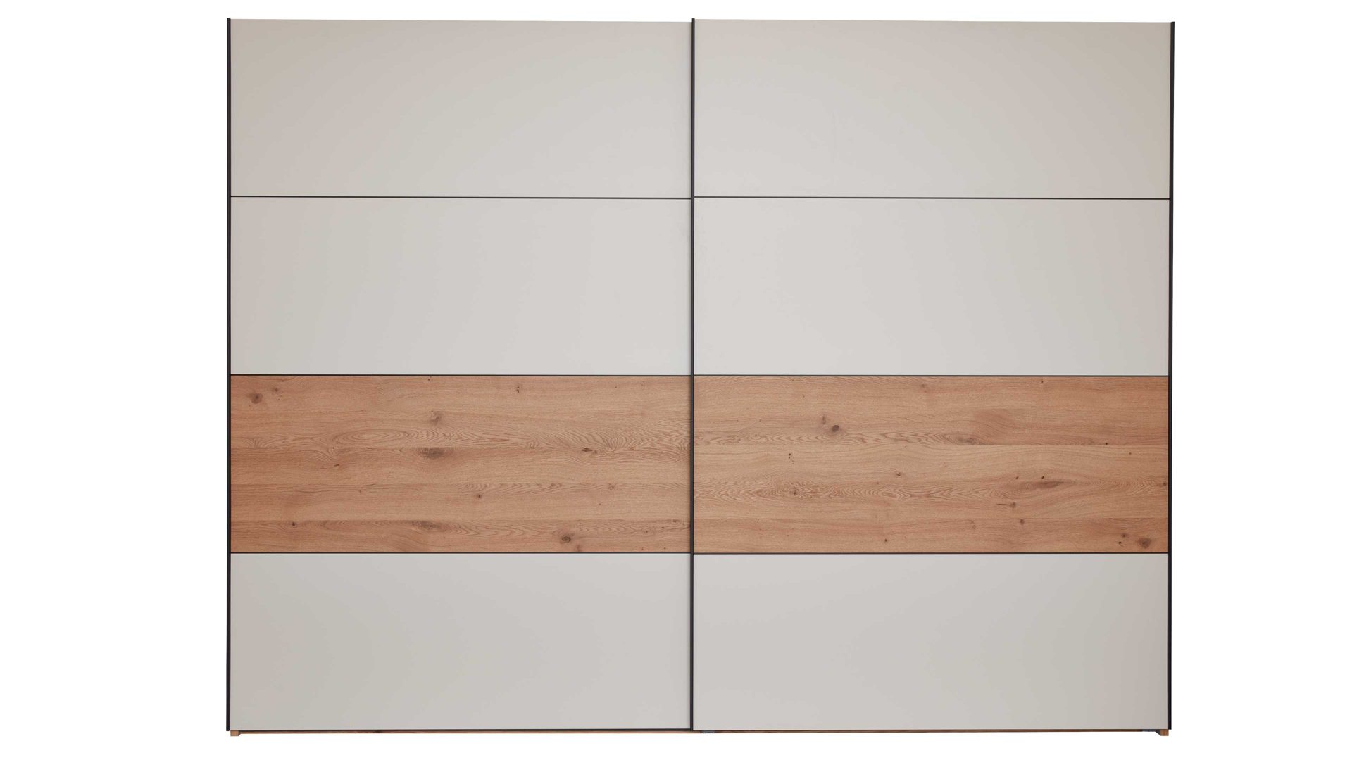 Kleiderschrank Interliving aus Holz in Beige Interliving Schlafzimmer Serie 1024 – Schwebetürenschrank Design 27,  Sand & Balkeneiche - zwei Türen, Breite ca. 331 cm