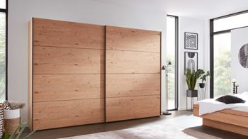Kleiderschrank Interliving aus Holz in Holzfarben Interliving Schlafzimmer Serie 1024 – Schwebetürenschrank Design 24,  Balkeneiche - zwei Türen, Breite ca. 271 cm