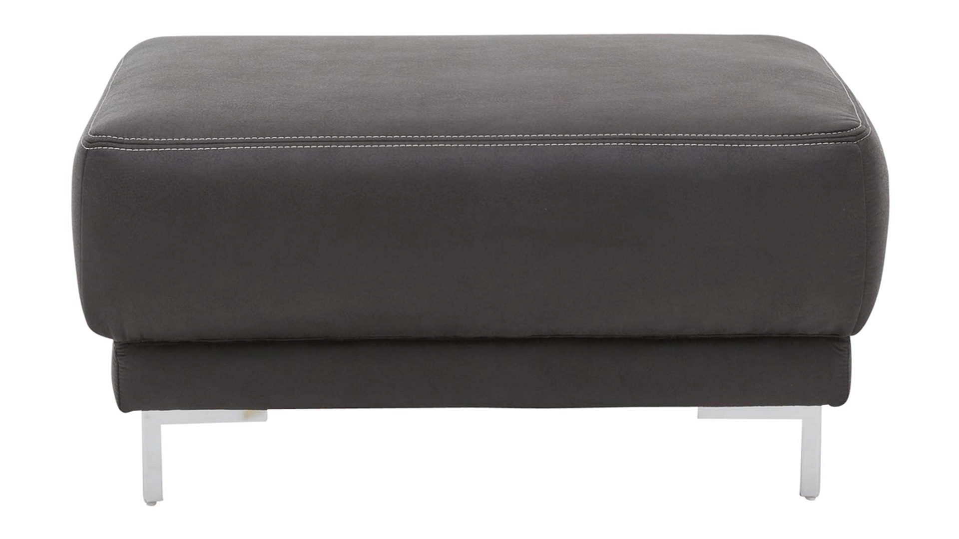 Polsterhocker Interliving aus Stoff in Anthrazit Interliving Sofa Serie 4252 – Polsterhocker 30016 anthrazitfarbener Stoff Büffel & Metallfüße – ca. 125 x 65 cm