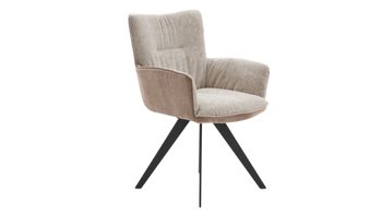 Polsterstuhl Interliving aus Stoff in Beige Interliving Esszimmer Serie 5111 – Schalensessel Rückholfunktion - taupefarbene Bezugkombi 957 & schwarzes Eisen