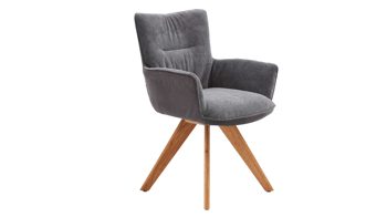 Polsterstuhl Interliving aus Stoff in Dunkelgrau Interliving Esszimmer Serie 5111 – Schalensessel graphitfarbene Bezugkombi 950 & Eiche