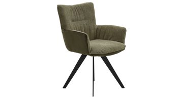 Polsterstuhl Interliving aus Stoff in Grün Interliving Esszimmer Serie 5111 – Schalensessel Rückholfunktion - grüne Bezugkombi 955 & schwarzes Eisen