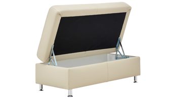 Funktionshocker modulmaster aus Leder in Beige Modulmaster MM-PN1049 - XXL-Funktionshocker aufklappbar - ecrufarbenes Leder Torro & Metallfüße