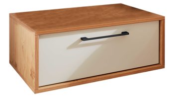 Nachtkommode Interliving aus Holz in Weiß Interliving Schlafzimmer Serie 1023 – Nachtkommode 21001 Breite ca. 64 cm - Weiß & Balkeneiche, eine Schublade